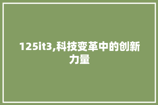 125it3,科技变革中的创新力量 头条优化