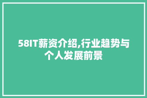 58IT薪资介绍,行业趋势与个人发展前景