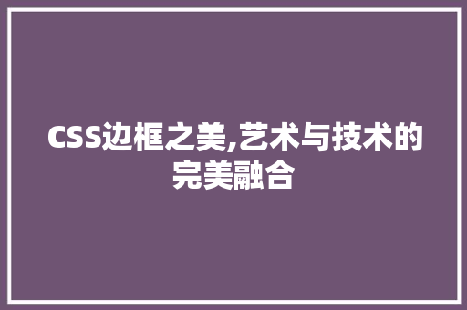 CSS边框之美,艺术与技术的完美融合