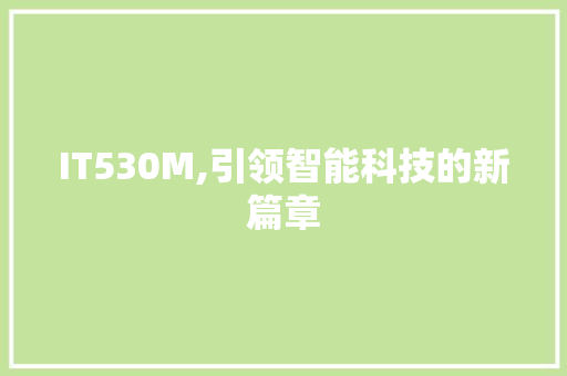 IT530M,引领智能科技的新篇章 英文谷歌算法