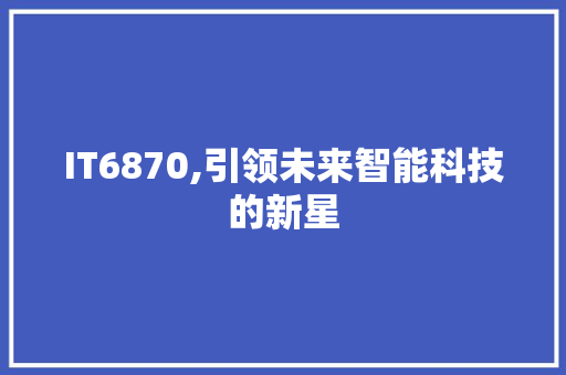 IT6870,引领未来智能科技的新星 网站开发