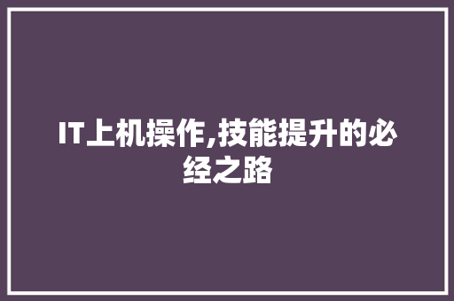 IT上机操作,技能提升的必经之路
