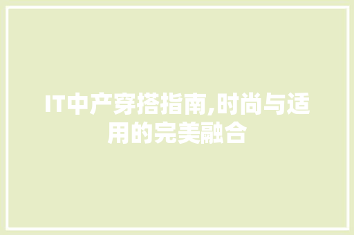 IT中产穿搭指南,时尚与适用的完美融合 网站开发