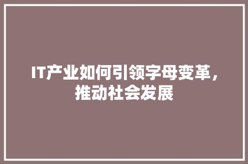 IT产业如何引领字母变革，推动社会发展 英文谷歌算法