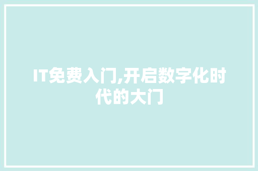 IT免费入门,开启数字化时代的大门 网站优化
