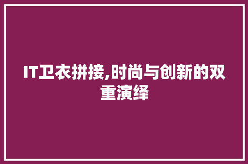 IT卫衣拼接,时尚与创新的双重演绎 小程序开发