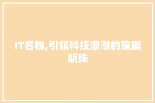 IT名物,引领科技浪潮的璀璨明珠 搜狗优化