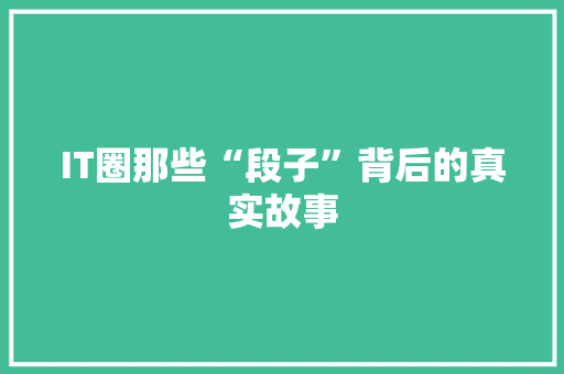 IT圈那些“段子”背后的真实故事 小程序开发