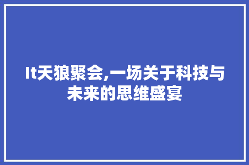 It天狼聚会,一场关于科技与未来的思维盛宴