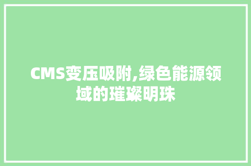 CMS变压吸附,绿色能源领域的璀璨明珠