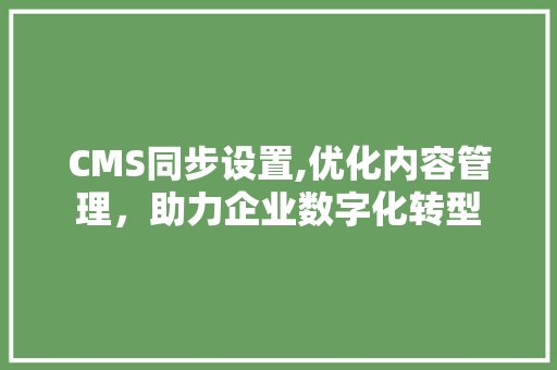 CMS同步设置,优化内容管理，助力企业数字化转型
