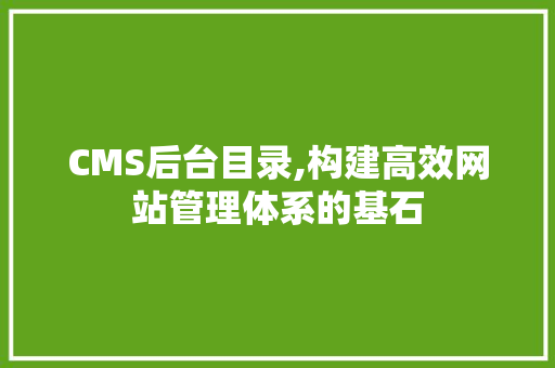 CMS后台目录,构建高效网站管理体系的基石