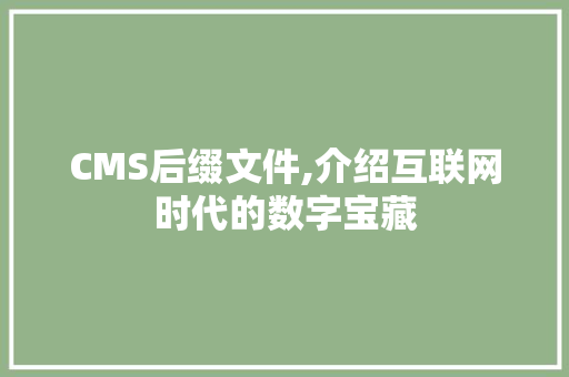 CMS后缀文件,介绍互联网时代的数字宝藏