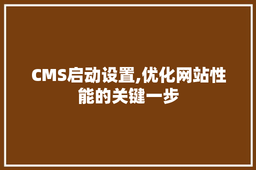 CMS启动设置,优化网站性能的关键一步