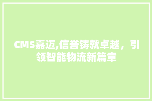 CMS嘉迈,信誉铸就卓越，引领智能物流新篇章