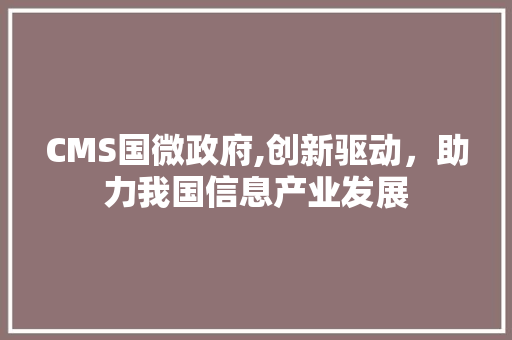 CMS国微政府,创新驱动，助力我国信息产业发展