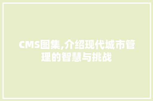CMS图集,介绍现代城市管理的智慧与挑战