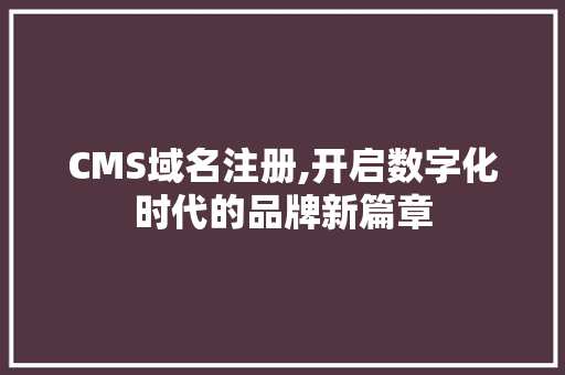 CMS域名注册,开启数字化时代的品牌新篇章