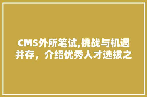CMS外所笔试,挑战与机遇并存，介绍优秀人才选拔之路