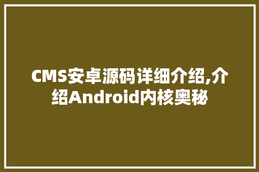 CMS安卓源码详细介绍,介绍Android内核奥秘