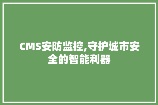 CMS安防监控,守护城市安全的智能利器
