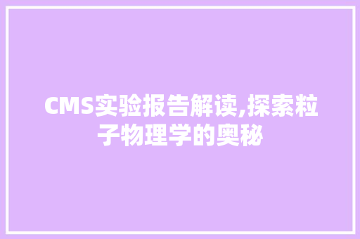 CMS实验报告解读,探索粒子物理学的奥秘 英文谷歌算法