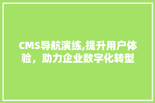 CMS导航演练,提升用户体验，助力企业数字化转型