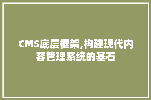CMS底层框架,构建现代内容管理系统的基石 英文谷歌算法