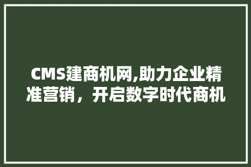CMS建商机网,助力企业精准营销，开启数字时代商机之门