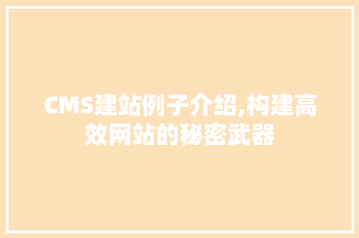 CMS建站例子介绍,构建高效网站的秘密武器 AI技术学习
