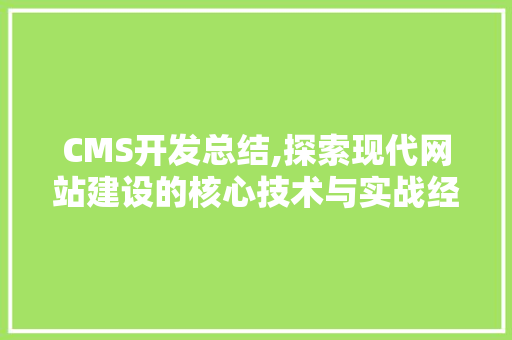 CMS开发总结,探索现代网站建设的核心技术与实战经验