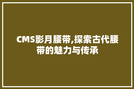CMS影月腰带,探索古代腰带的魅力与传承