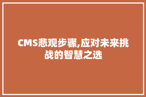 CMS悲观步骤,应对未来挑战的智慧之选 网站开发