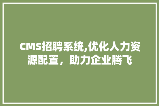 CMS招聘系统,优化人力资源配置，助力企业腾飞 seo技术