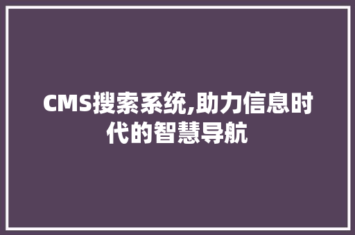 CMS搜索系统,助力信息时代的智慧导航 英文谷歌算法