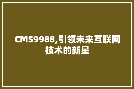CMS9988,引领未来互联网技术的新星 头条优化
