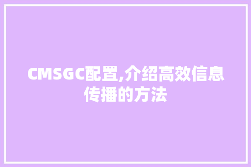 CMSGC配置,介绍高效信息传播的方法