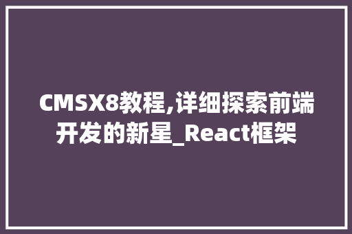 CMSX8教程,详细探索前端开发的新星_React框架 英文谷歌算法