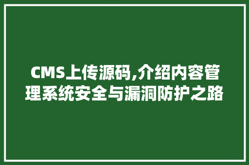 CMS上传源码,介绍内容管理系统安全与漏洞防护之路