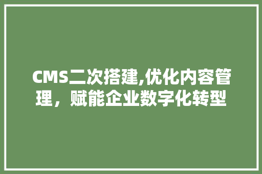 CMS二次搭建,优化内容管理，赋能企业数字化转型