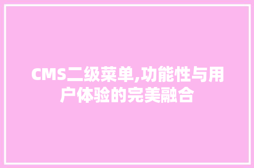 CMS二级菜单,功能性与用户体验的完美融合