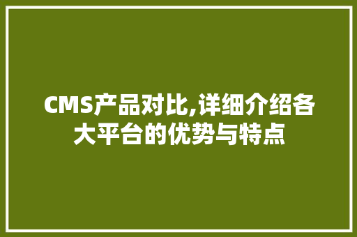 CMS产品对比,详细介绍各大平台的优势与特点 网站开发