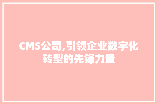 CMS公司,引领企业数字化转型的先锋力量