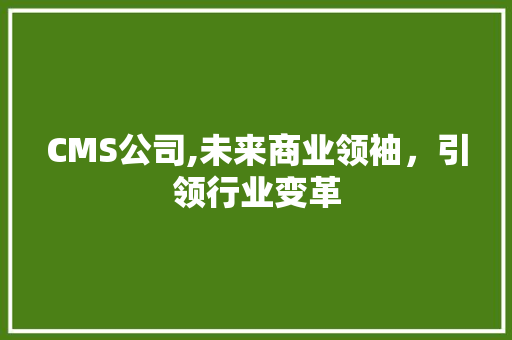 CMS公司,未来商业领袖，引领行业变革