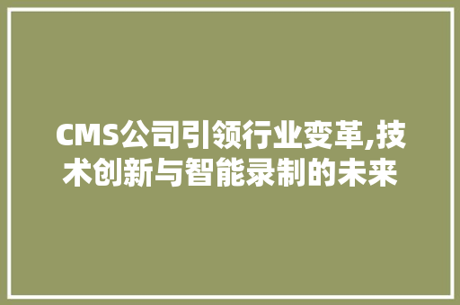 CMS公司引领行业变革,技术创新与智能录制的未来