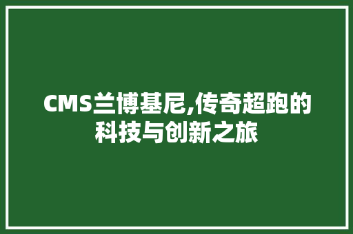 CMS兰博基尼,传奇超跑的科技与创新之旅 小程序开发