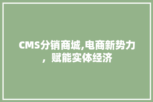 CMS分销商城,电商新势力，赋能实体经济 网站开发