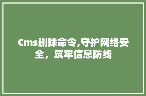 Cms删除命令,守护网络安全，筑牢信息防线