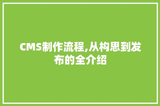 CMS制作流程,从构思到发布的全介绍