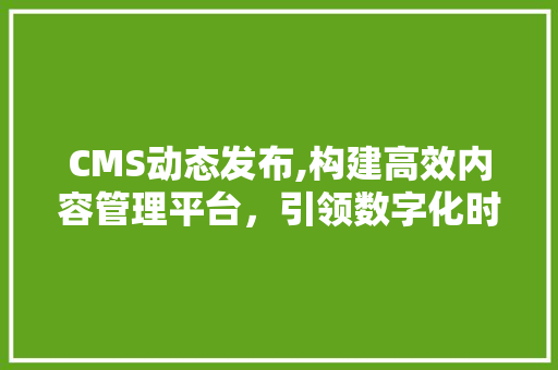 CMS动态发布,构建高效内容管理平台，引领数字化时代潮流
